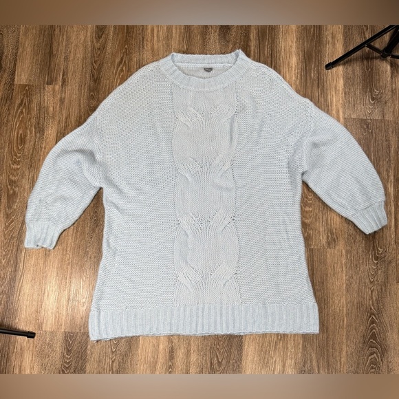 Aerie Light Blue Cable Knit wool-blend Sweater Romantic Whimsy sz:XL - Picture 1 of 7